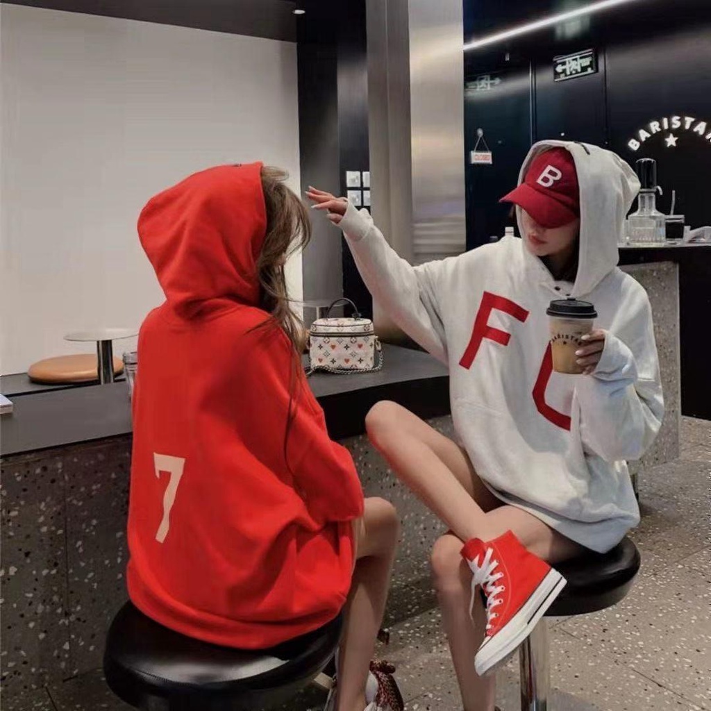 Fog fear of god Season 7C Áo Hoodie Lót Lông Cừu Màu Đỏ Phong Cách Đường Phố Thời Thượng Năm Mới