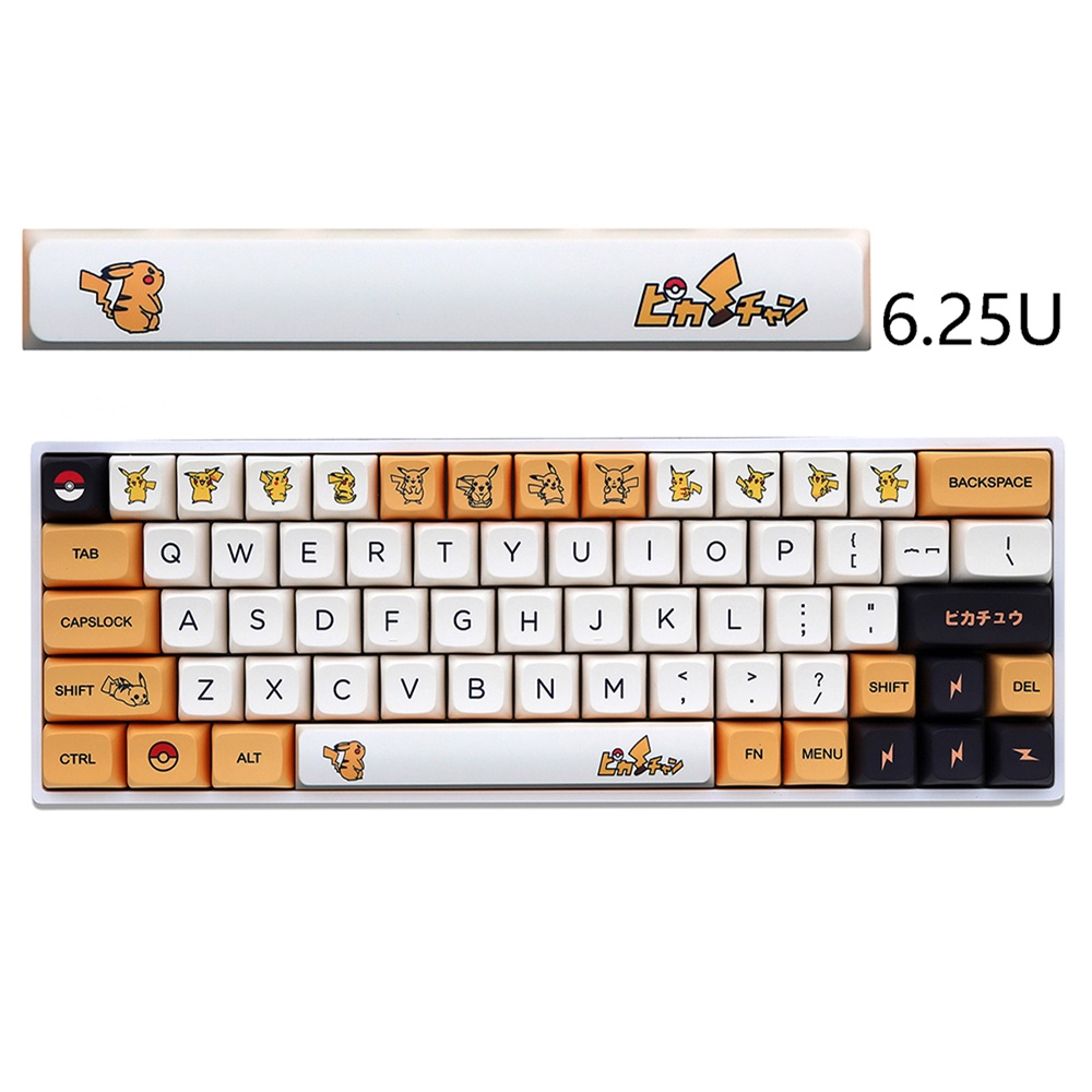 MK Pikachu Keycaps, 139 phím PBT Keycaps XDA Cấu hình DYE-SUB Cá nhân hóa GMK Keycaps cho bàn phím cơh Cho Bàn Phím Cơ