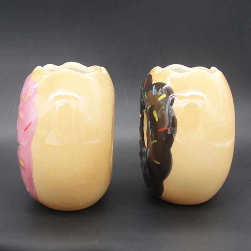 Aoto Cốc Sứ Hình Bánh Donut Miệng To Nghệ Thuật Trang Trí Bàn Ăn Phòng Khách Tại Nhà