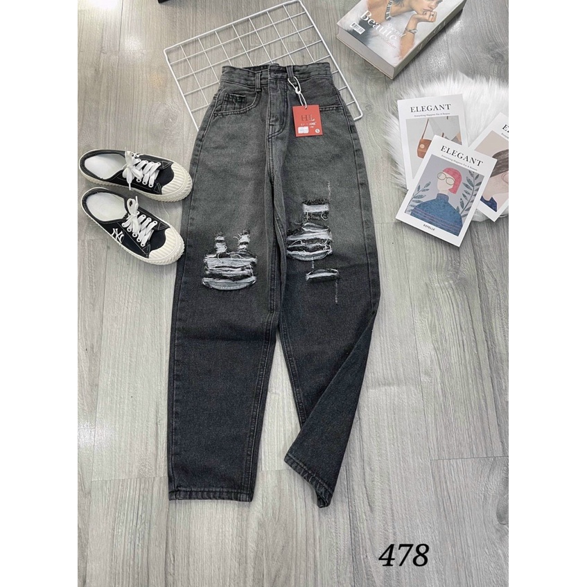Quần bò nữ loang màu rách kiểu mẫu mới - quần jean baggy nữ cạp cao fom chuẩn - Jeans Fashion93