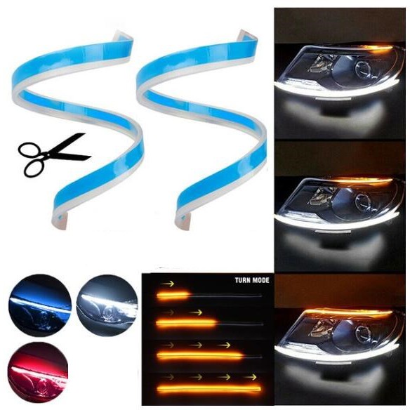 Bộ 2 Dải Đèn LED DRL 24V 30 / 45 / 60cm Siêu Mỏng Chống Thấm Nước Chuyên Dùng Cho Xe Hơi