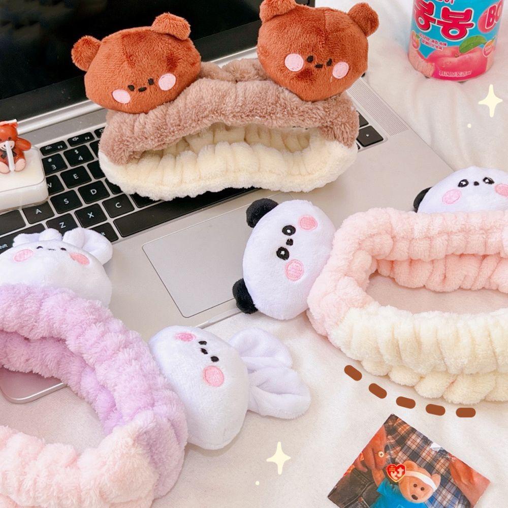 Băng Đô Cài Tóc Đính Lông Hình Thỏ Gấu Trúc Dễ Thương