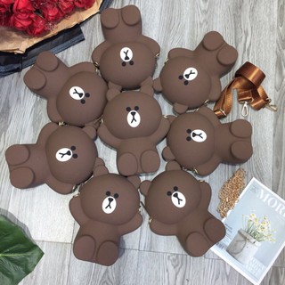 ❤️𝙁𝙍𝙀𝙀𝙎𝙃𝙄𝙋❤️ Túi đeo chéo gấu silicon brown