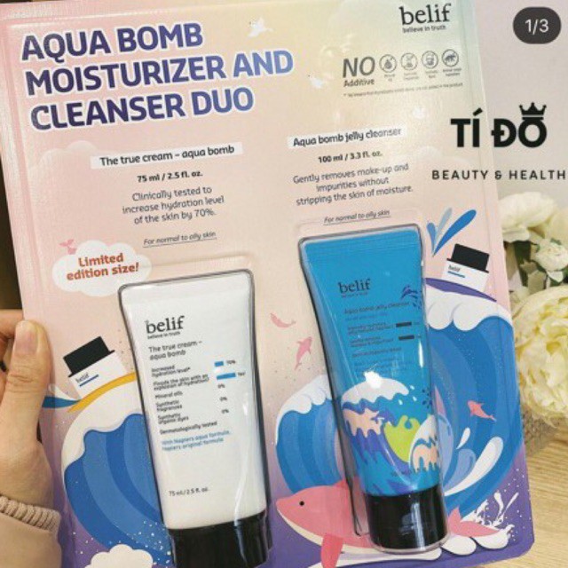 BELIF - [CÓ SẴN] Set Kem Dưỡng &amp; Sữa Rửa Mặt AQUA BOMB Moisturizer and Cleanser Duo