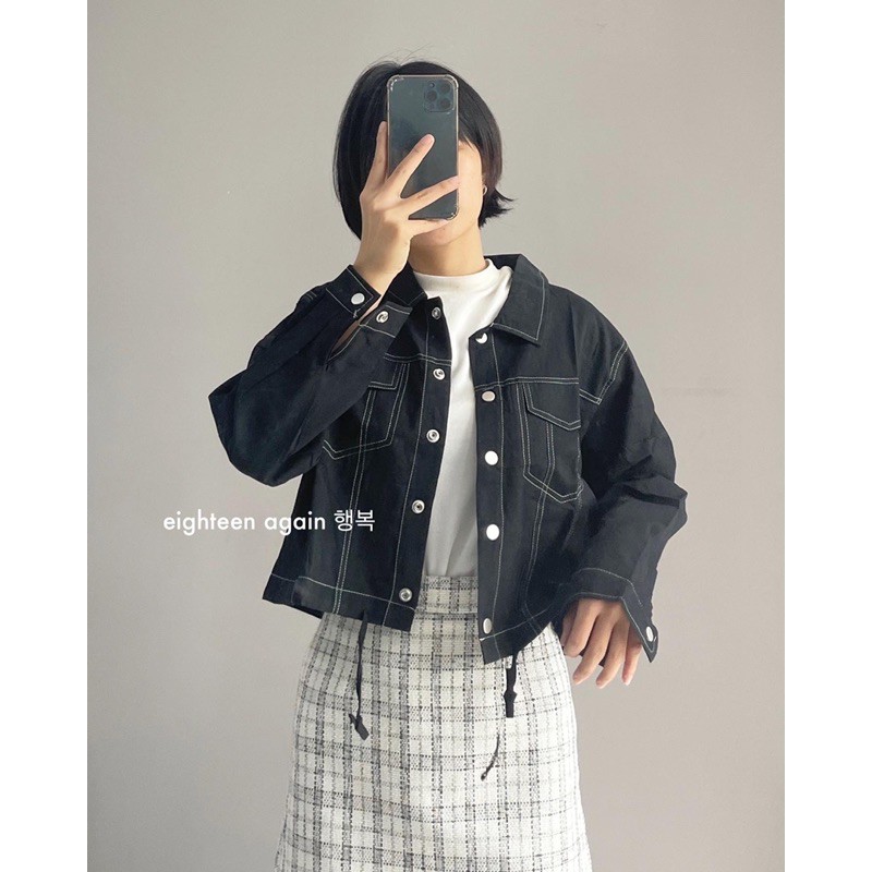 JACKET KAKI VIỀN CHỈ TRẮNG | BigBuy360 - bigbuy360.vn