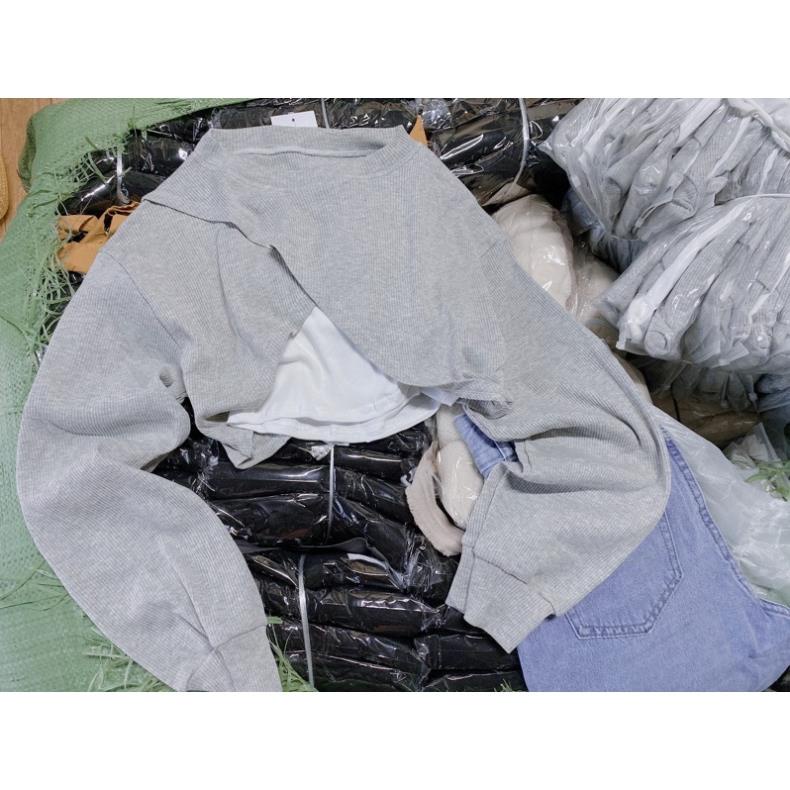 Áo Crotop Tay Bồng Kèm Áo Trong Rời- Set 2 Món Chất Coton Co Dãn  Hottrend