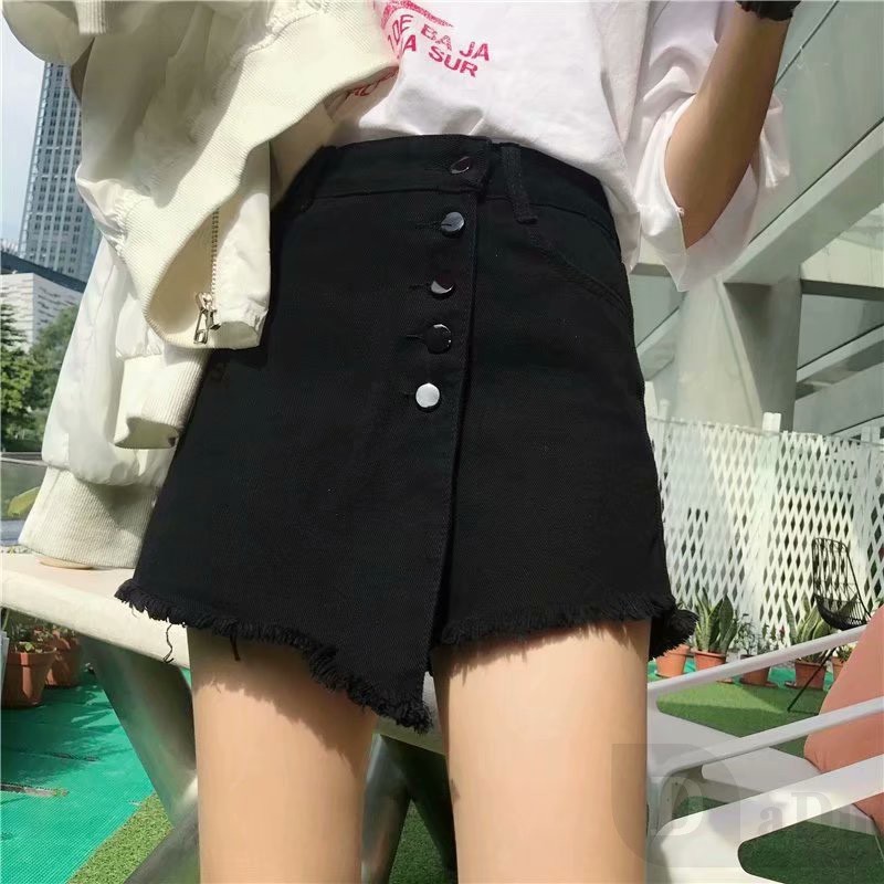 Chân Váy Chữ A Lưng Cao Dáng Rộng Chất Liệu Cotton Phong Cách Hàn Quốc Thời Trang Cho Nữ