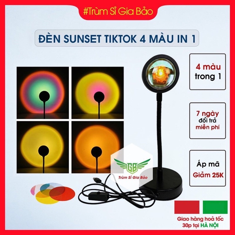 Đèn Hoàng Hôn SUNSET 4 Màu In 1 Quay Tiktok ,Live Tream , Sống Ảo .