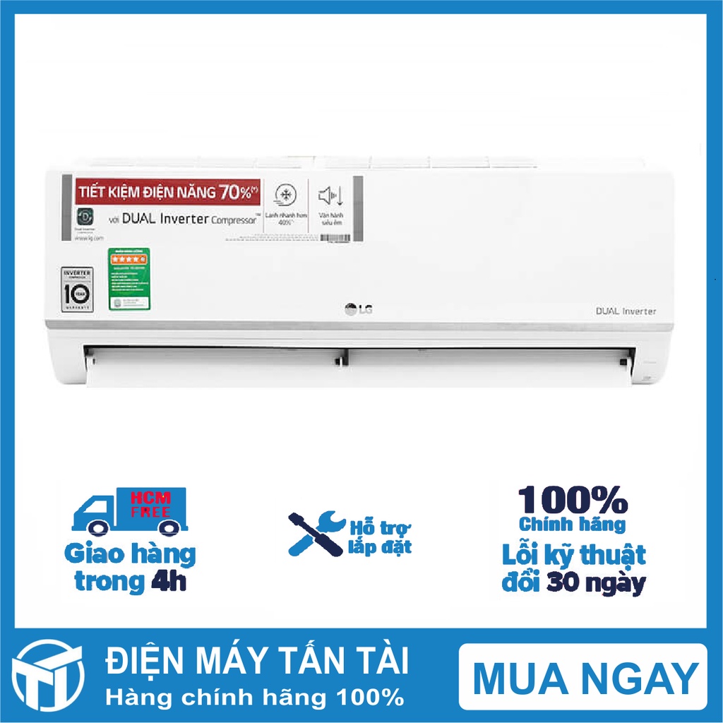 Điều hòa LG Inverter 9200 BTU V10API1 mới 2021- có wifi,Khử khuẩn bàng tia UV, Phát ion lọc không khí, giao miễn phí HCM