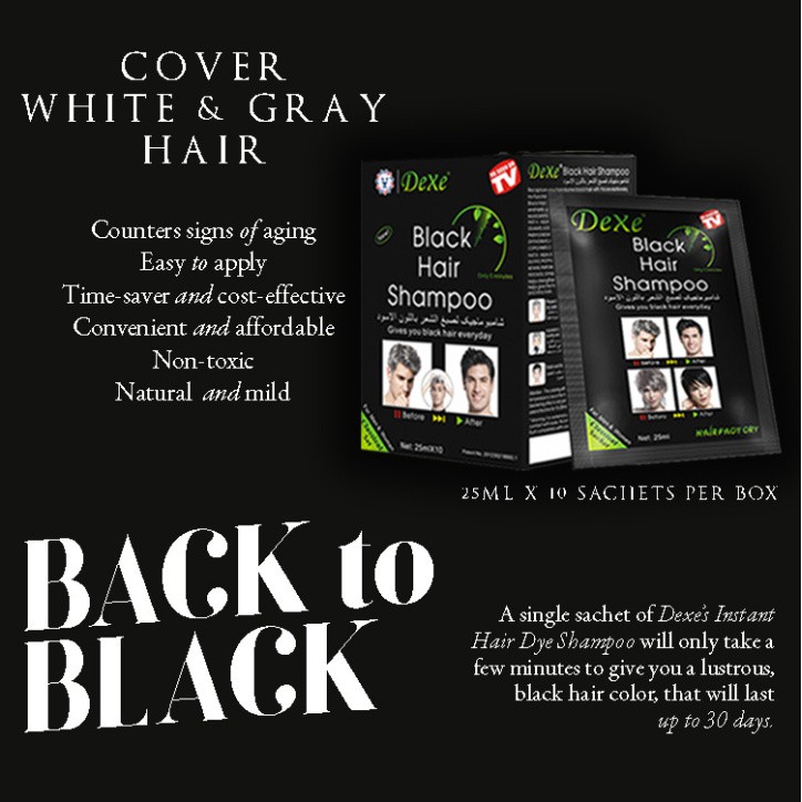 (NK Anh quốc ) Dầu gội đen tóc Dexe - 100% thảo dược Hộp 10 gói
