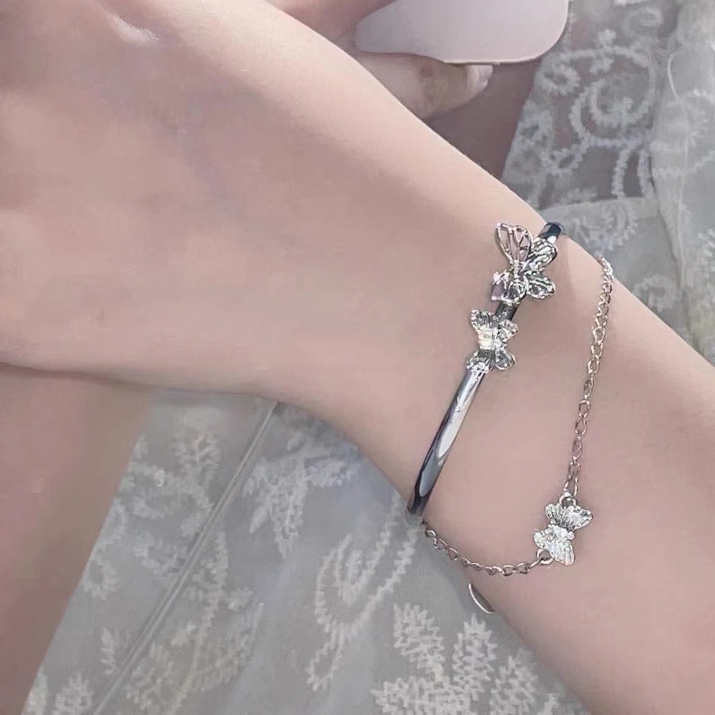 Vòng Tay Hai Lớp Thiết Kế Hình Bướm lắc tay nữ vòng tay
