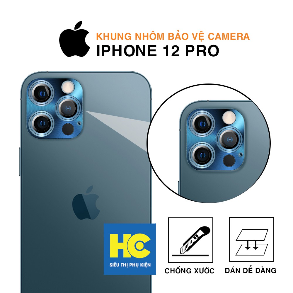 Khung nhôm bảo vệ camera Iphone 12 Pro kèm kính cường lực, chống trầy xước, va đập, nhiều màu – Dán camera Iphone 12 Pro