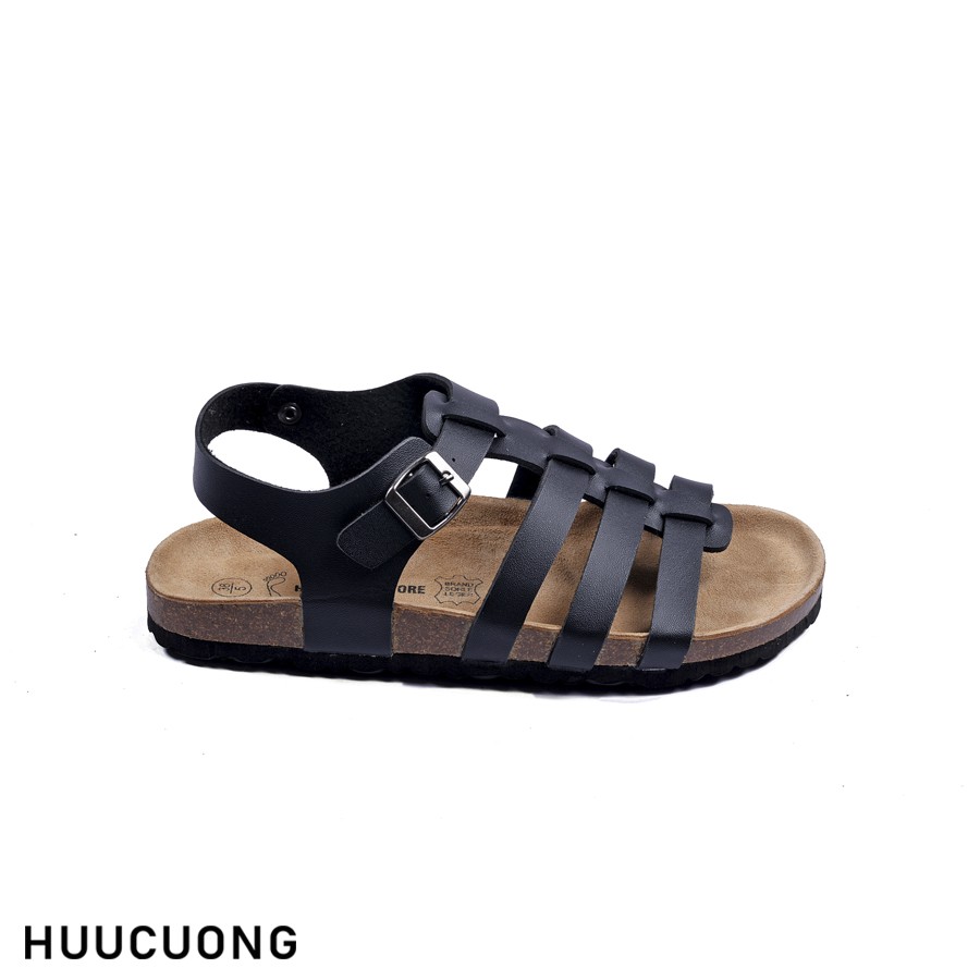Sandal HuuCuong chiến binh đen đế trấu, hàng giầy dép sandal Hữu Cường chính hãng, thời trang, chịu nước