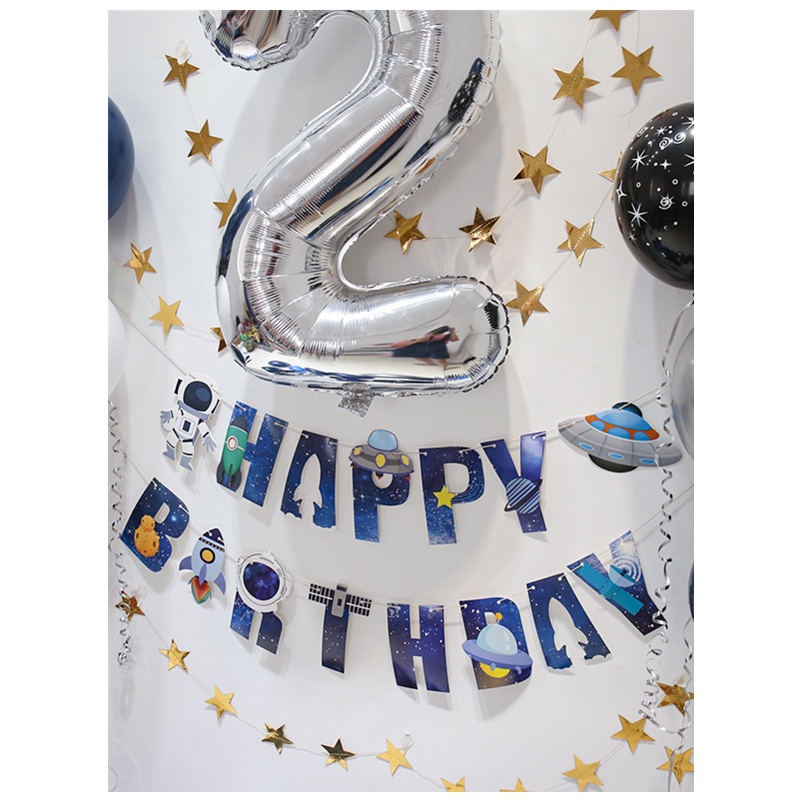 Set bong bóng trang trí sinh nhật hình phi hành gia vũ trụ cho bé trang trí tại nhà đơn giản