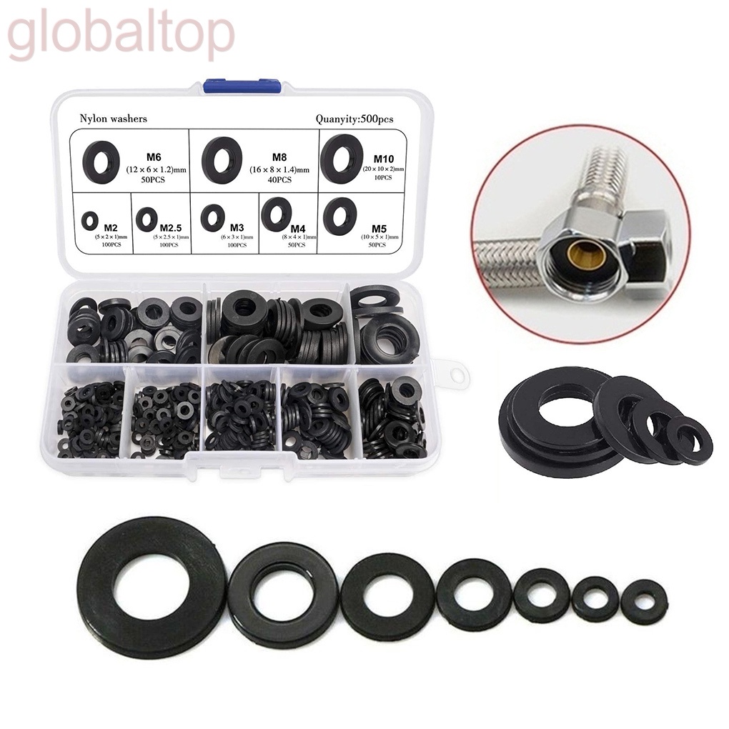 Set 500 vòng đệm M2-M10 bằng nylon kèm hộp đựng
