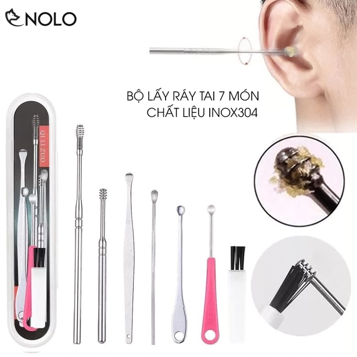 Bộ Lấy Ráy Tai 7 Món RT7MH Chất Liệu Inox 201 Chống Gỉ Chống Hoen Ố Có Hộp Đựng Bằng Nhựa