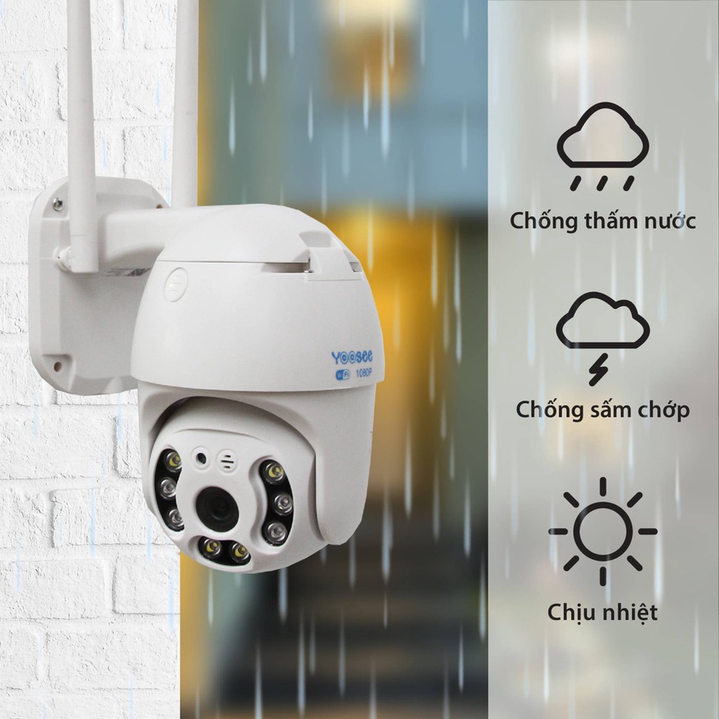 CAMERA IP WIFI YOOSEE DS-08 FHD 1080P chống nước - XOAY 355 ĐỘ, BAN ĐÊM CÓ MÀU, đàm thoại 2 chiều, bảo hành 12 tháng