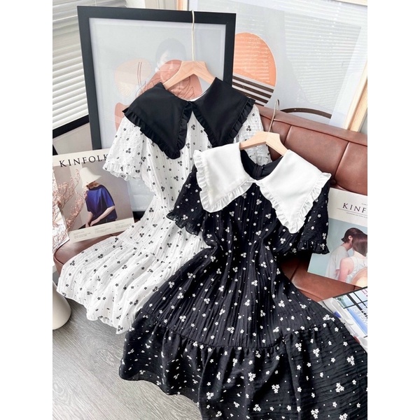 Đầm babydoll hoa nhí cổ peter TH