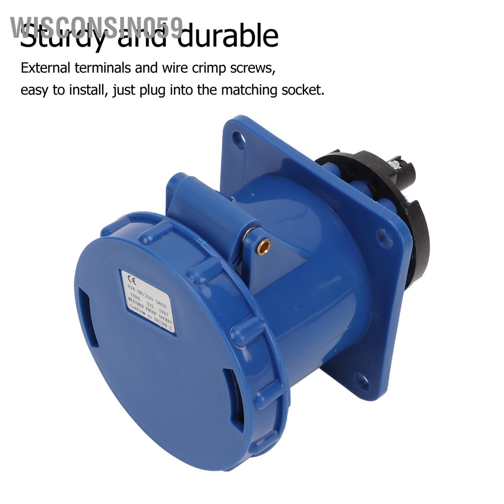 Wisconsin059 Ổ cắm công nghiệp PP Đồng thau chống nước Đầu nối điện IP67 63A 220V ‑ 380V