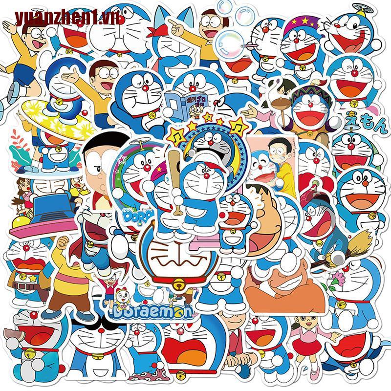 [YUANZHEN1] 50 Miếng Dán Doraemon Cho Laptop Xe Máy Hành Lý Xe Hơi