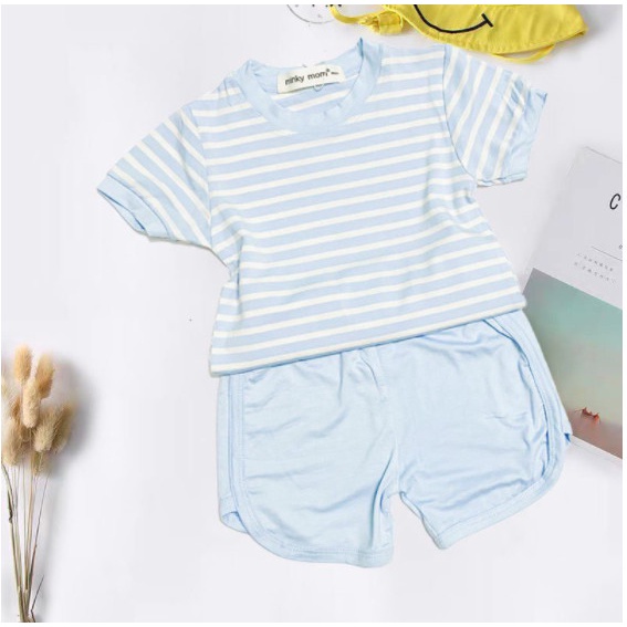 [ SALE ] Bộ đồ cộc tay sọc cao cấp MINKY MOM CHÍNH HÃNG chất liệu vải cotton dệt cho bé trai, bé gái từ 7kg - 28kg