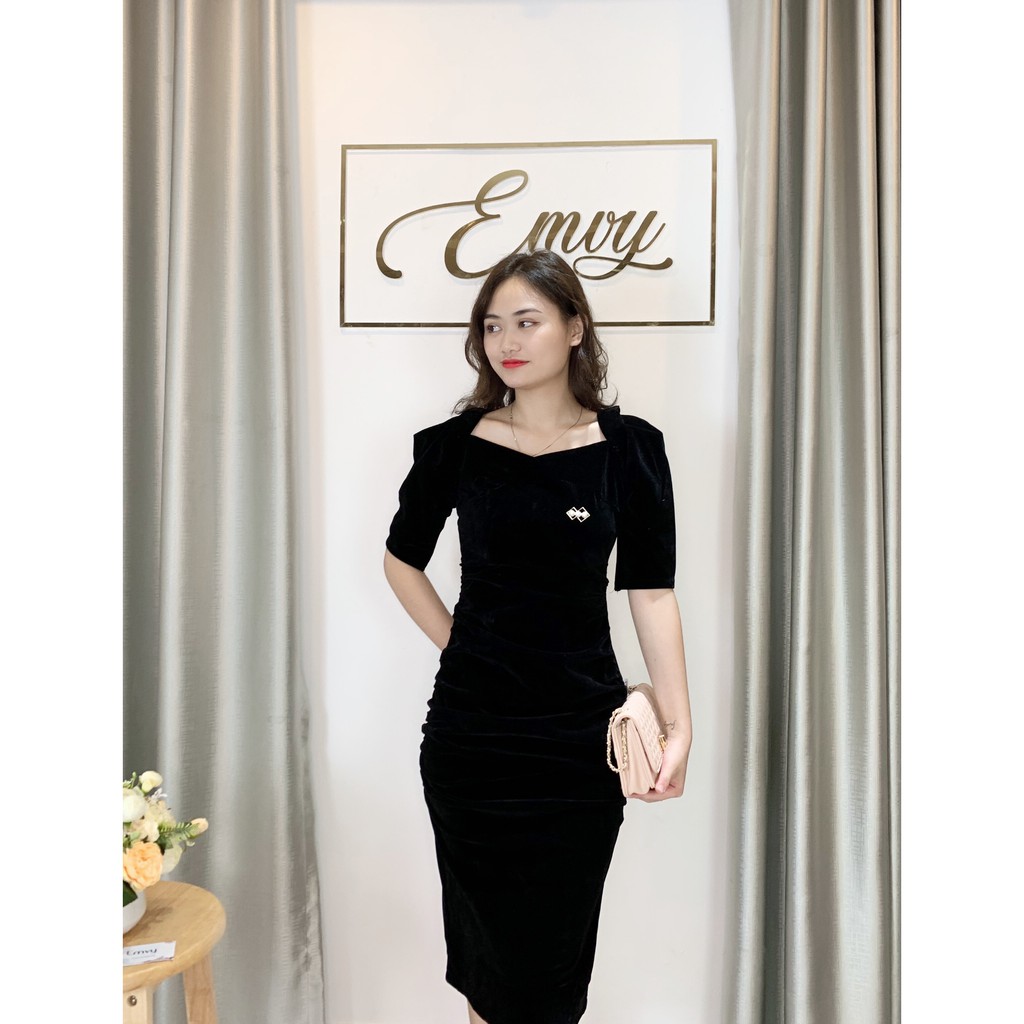 Đầm Thiết kế Body Nhung ép tay bồng Emvy - V81 | BigBuy360 - bigbuy360.vn