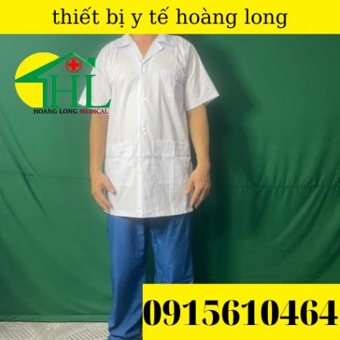 Áo Blouse bác sĩ dáng ngắn - tay cộc nam, nữ các size S M L XL