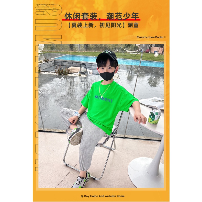 Bộ Đồ Thể Thao Cotton Ngắn Tay Hai Món Thời Trang Dành Cho Bé 100-160cm