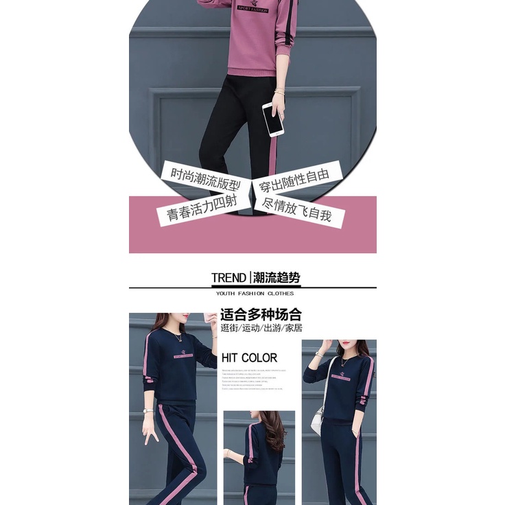 Bộ quần áo thể thao cổ tròn thời trang xuân hè 2021 dành cho nữ