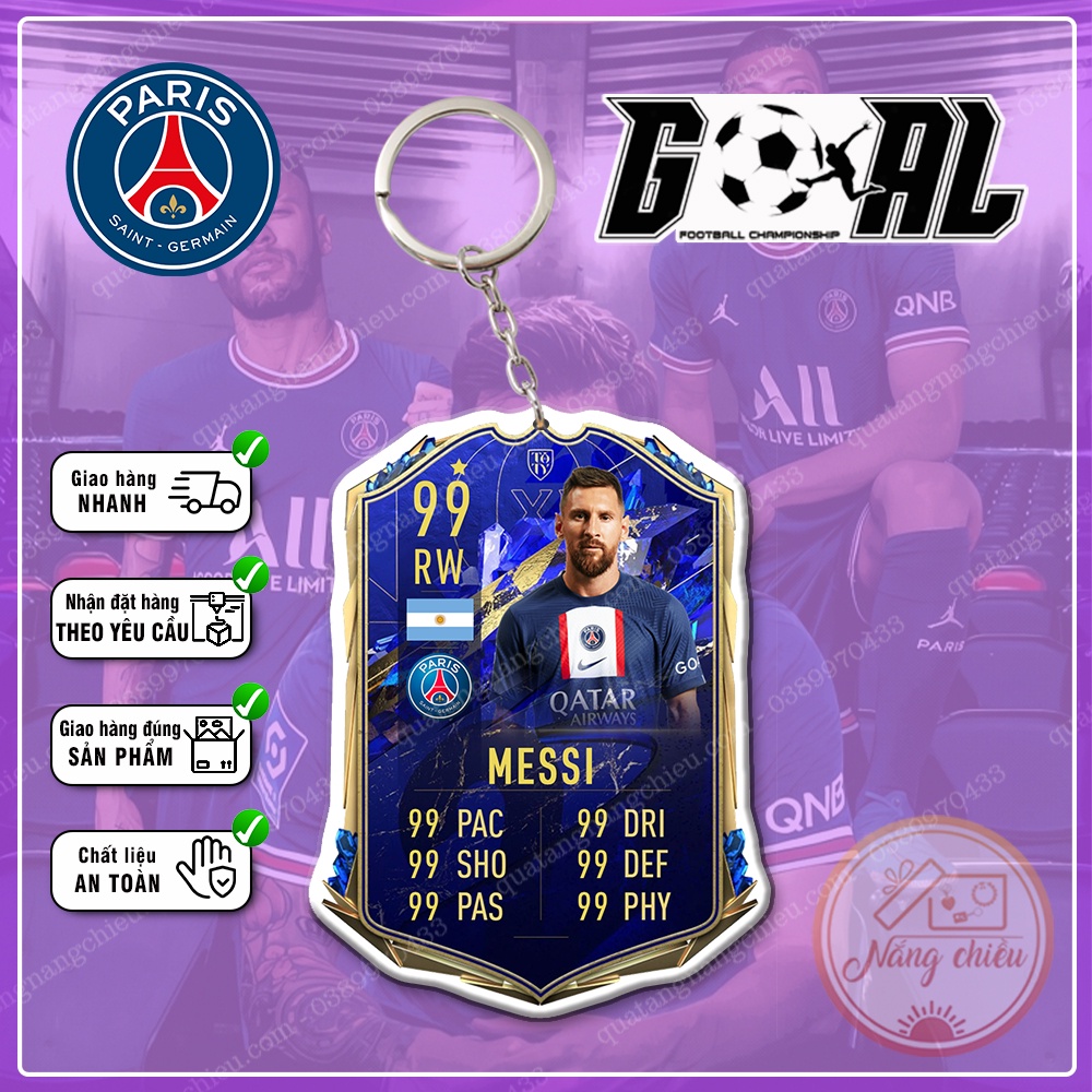 Móc khóa thẻ cầu thủ bóng đá Season 2022-2023, Dày In Săc Nét 2 Mặt - Thiết kế với mọi cầu thủ