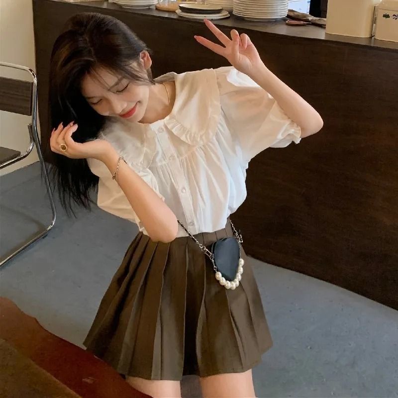 Set Đồ Nữ Ngắn Tay Cổ Búp Bê Mới