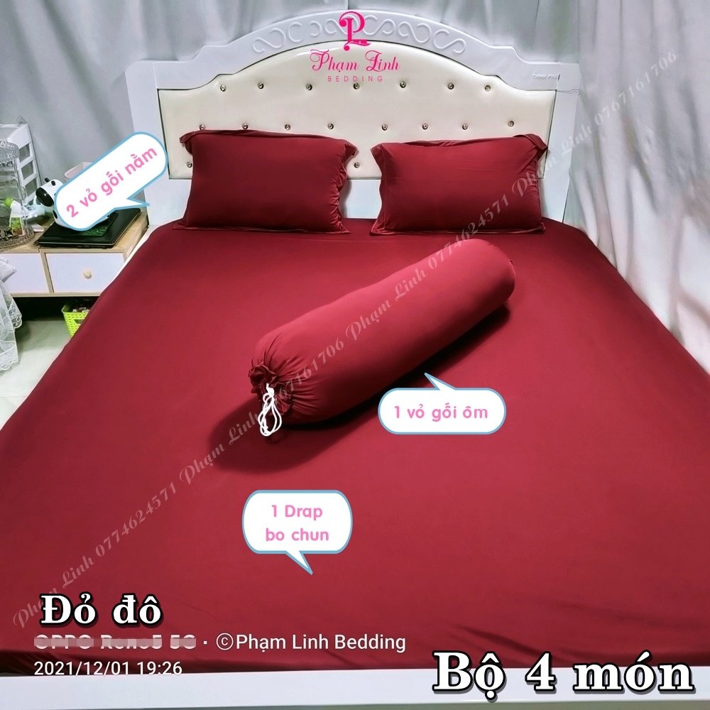 [Bộ 4 món] [Độ dày nệm 5-15cm] Bộ Ga trải giường và vỏ gối màu trơn Thun sợi siu (silk) Hàn Quốc [Không kèm mền] | BigBuy360 - bigbuy360.vn