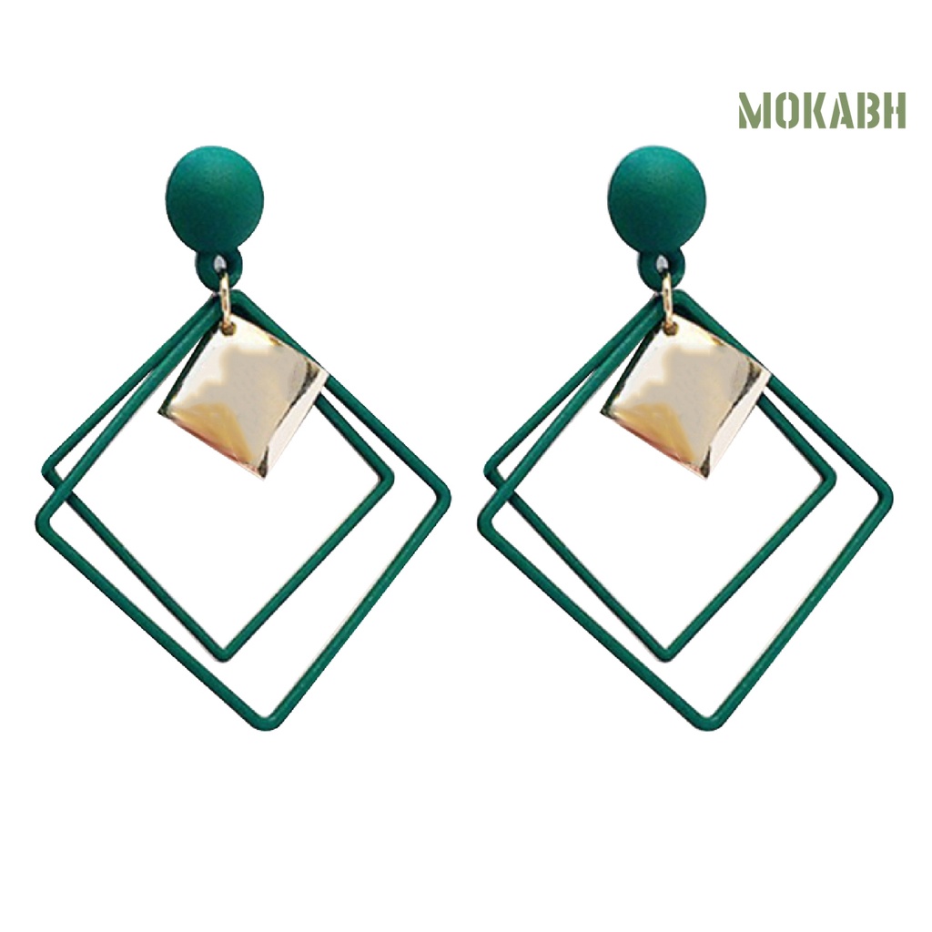 1 Đôi Bông Tai Hình Vuông Hợp Kim Thời Trang