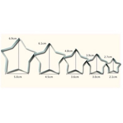 Khuôn cắt làm bánh quy, chiên trứng bằng inox hình ngôi sao bộ 5 khuôn - LOKING