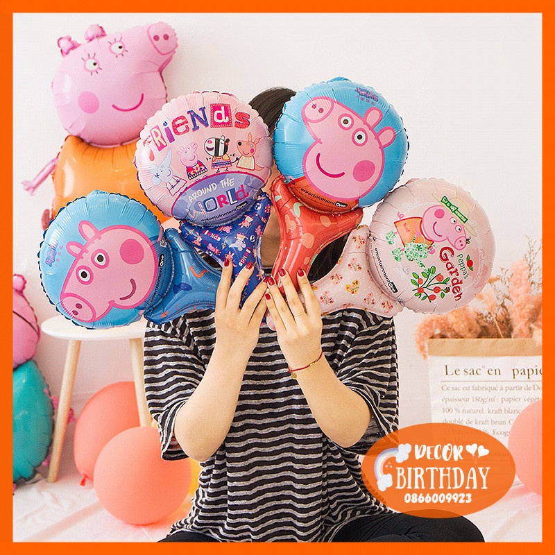 Bóng Heo Peppa 🎁FREESHIP🎁 Trang Trí Sinh Nhật Cho Bé Tuổi Heo Đáng Yêu, Bóng Dày Dặn, Nhiều Mẫu
