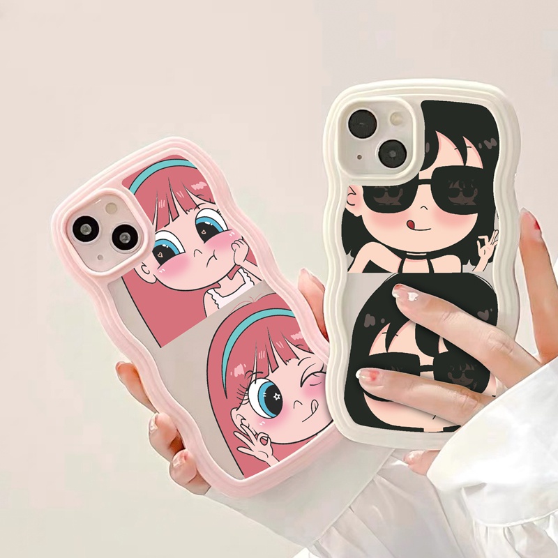 Suntaiho Ốp lưng Ốp Điện Thoại TPU Mềm Trong Suốt Viền Lượn Sóng In Hình Bé Gái Cho iPhone 11 11 Pro 13 12 Pro Max X XS Max XR 7 8 Plus