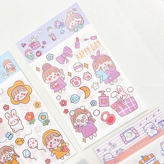 Set sticker/washi giấy 4 tấm hình dễ thương