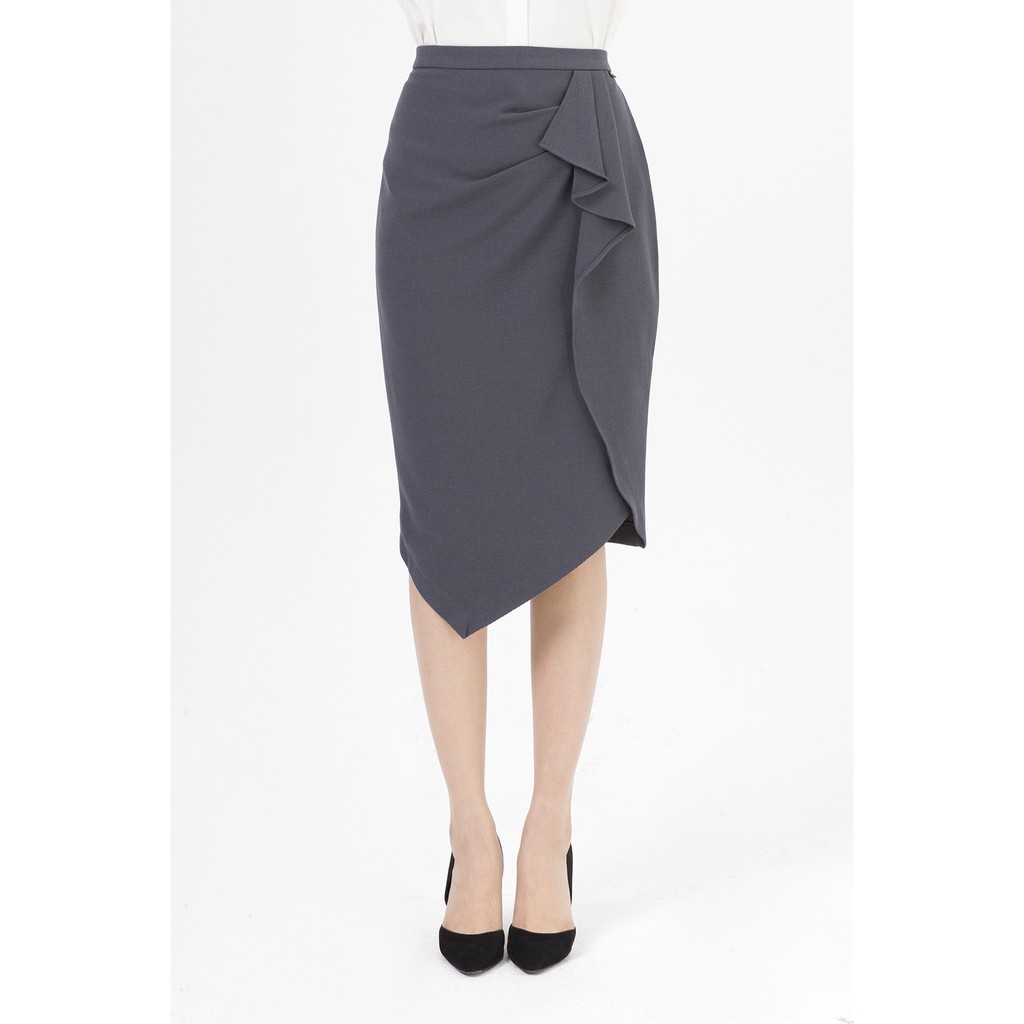 Chân váy ôm xếp ly bèo rủ lệch LAMER L62F19Q010-S1400 (Đen) | BigBuy360 - bigbuy360.vn