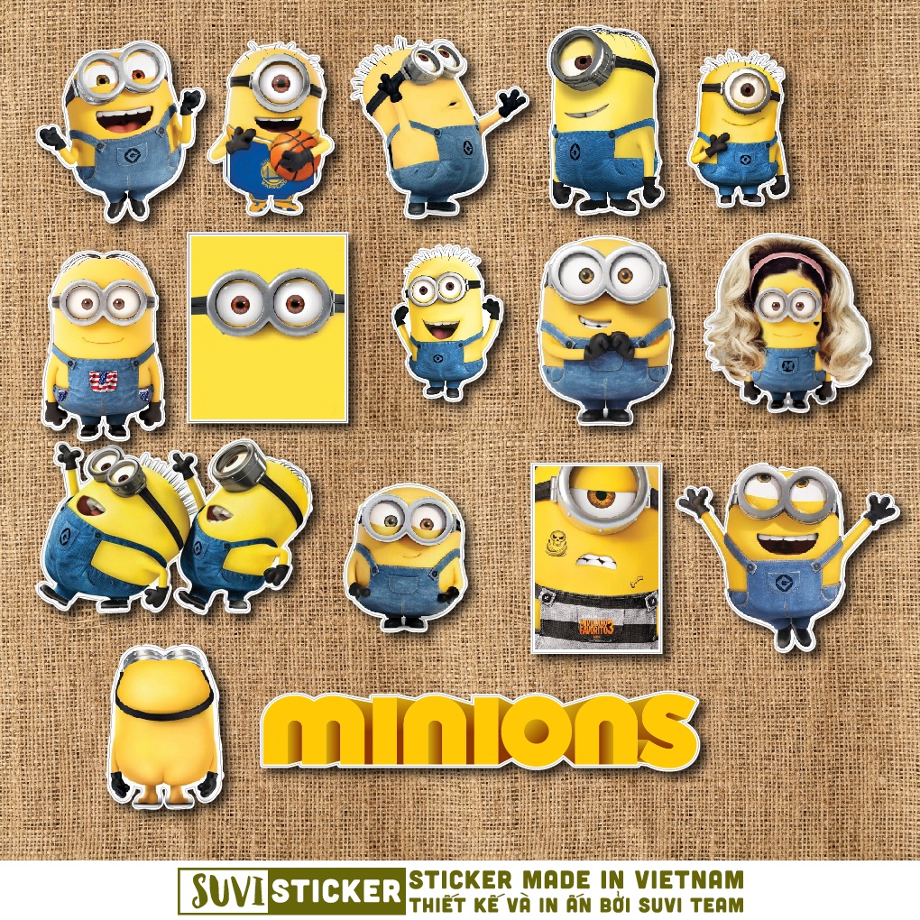 Sticker Minion chống nước sticker dán laptop, điện thoại, đàn guitar, mũ bảo hiểm, vali. MSP:SV146
