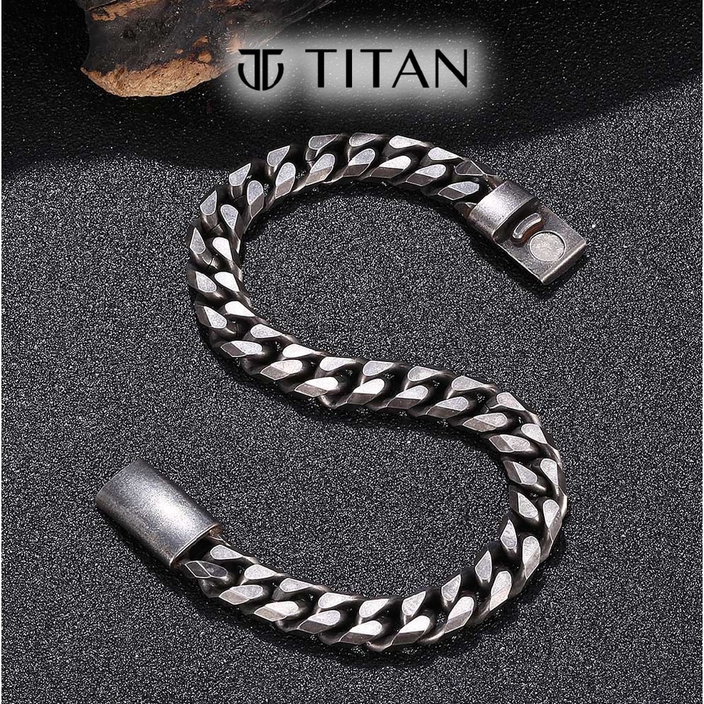 Lắc tay nam bụi bặm cá tính Khắc Tên nam châm, Vòng tay thời trang unisex TITAN màu bạc 925 không gỉ, quà nữ tặng nam