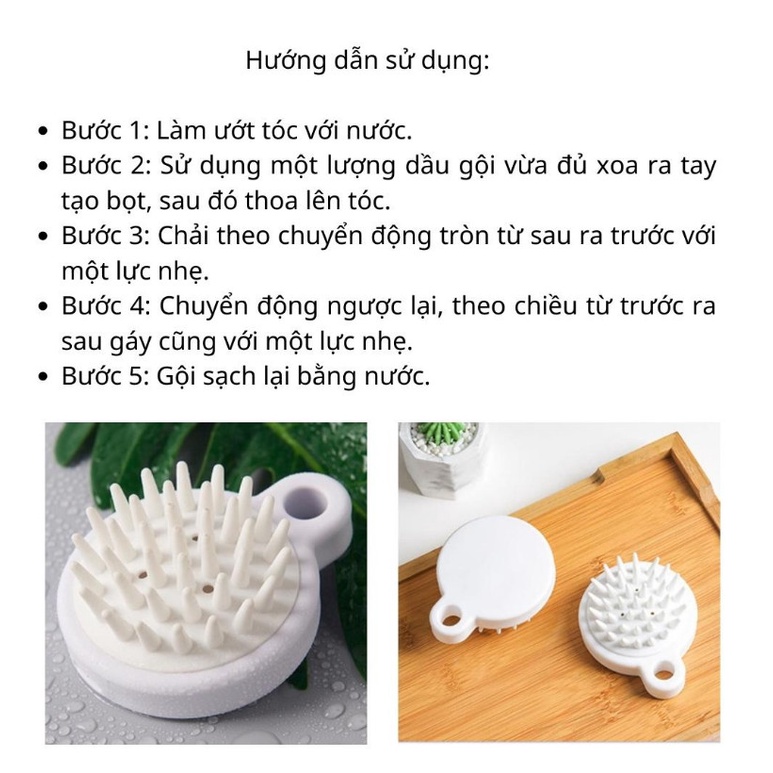 Lược gội đầu Silicone Nhật MÀU TRẮNG Quà Tặng