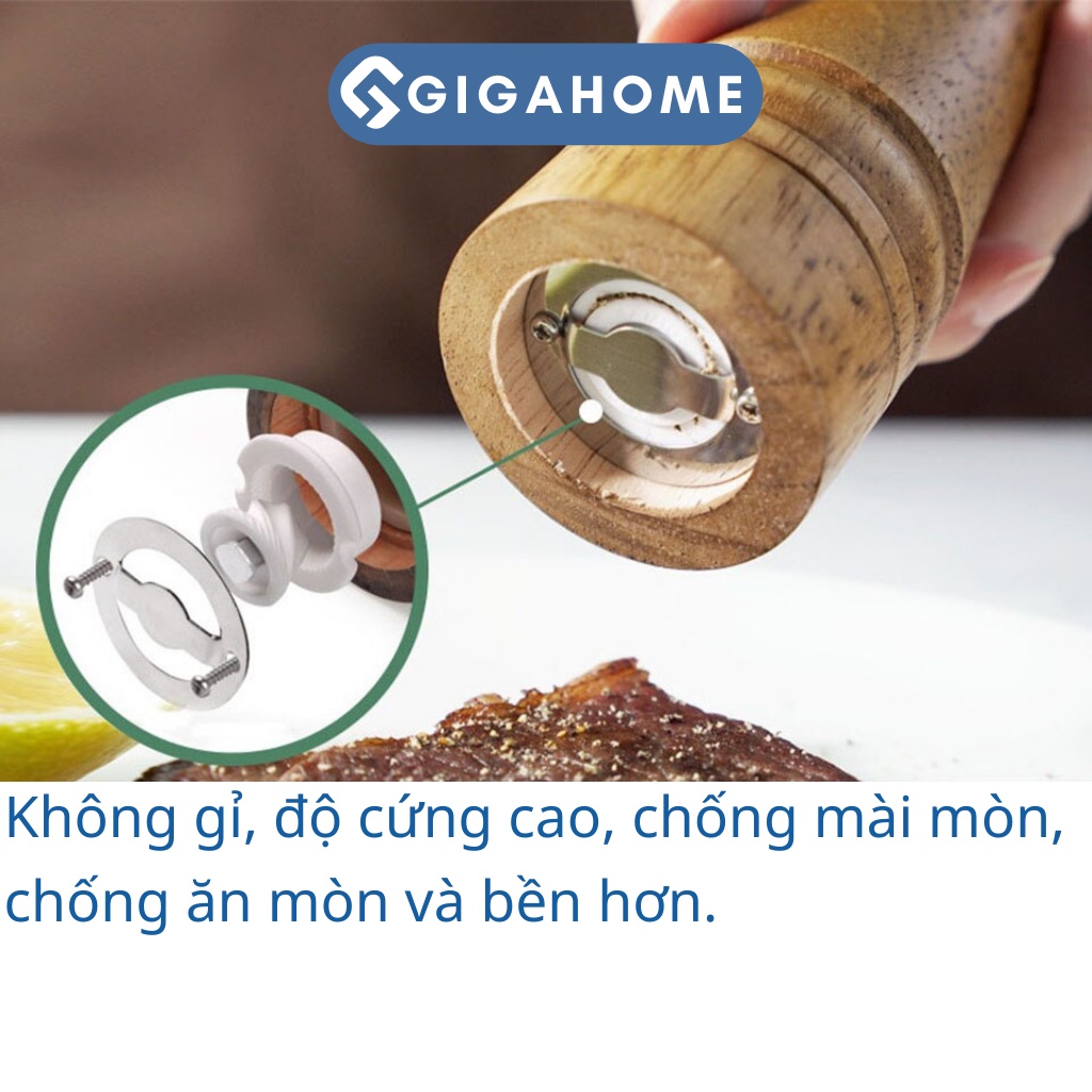 Lọ Xay Tiêu, Hạt Khô Bằng Gỗ Sồi Cao Cấp GIGAHOME Cầm Tay 8inch 8721