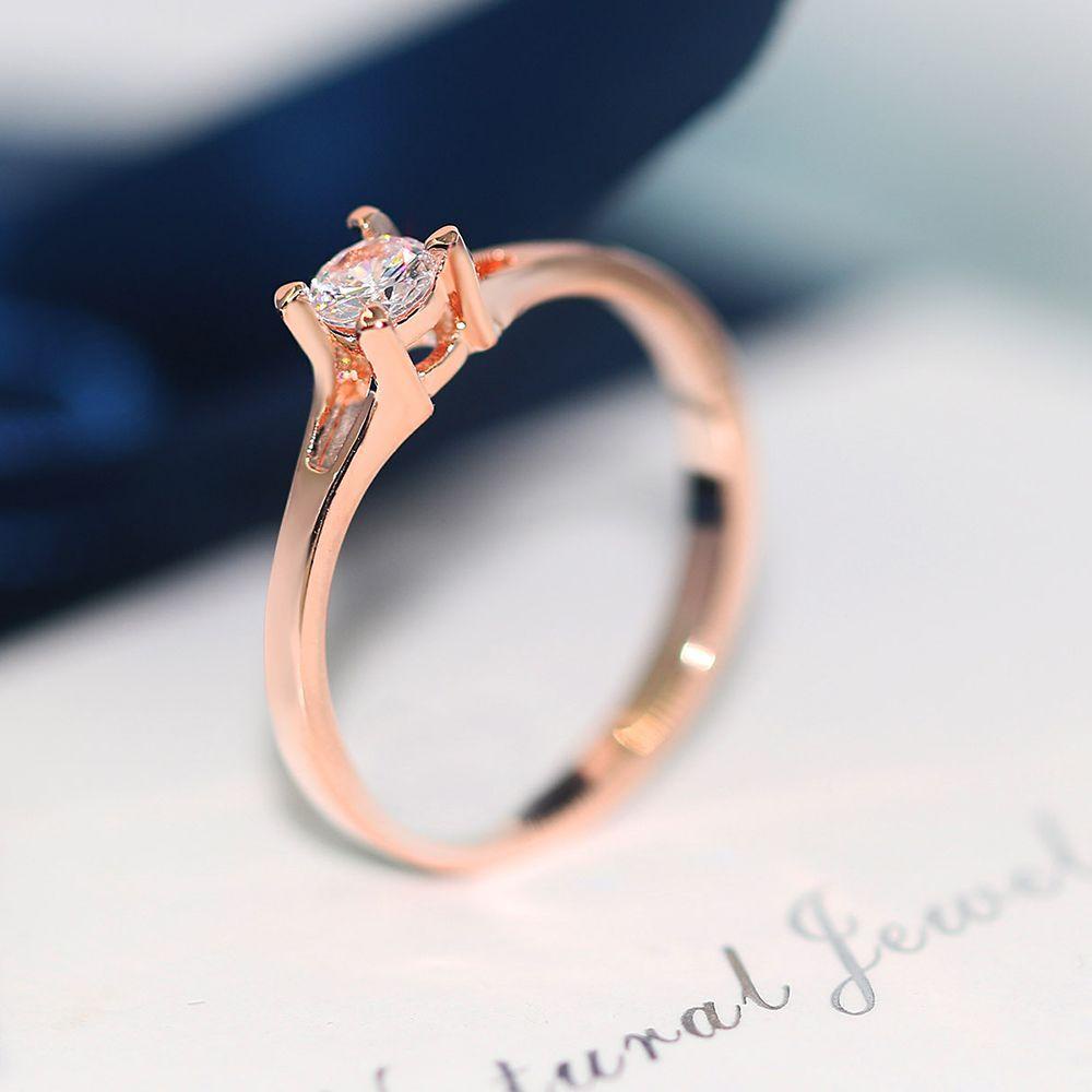 Nhẫn Cưới Hình Hoa Hồng Đính Kim Cương Giả Thời Trang|&amp;|Nhỏ|Nhẫn Nữ Đơn Giản