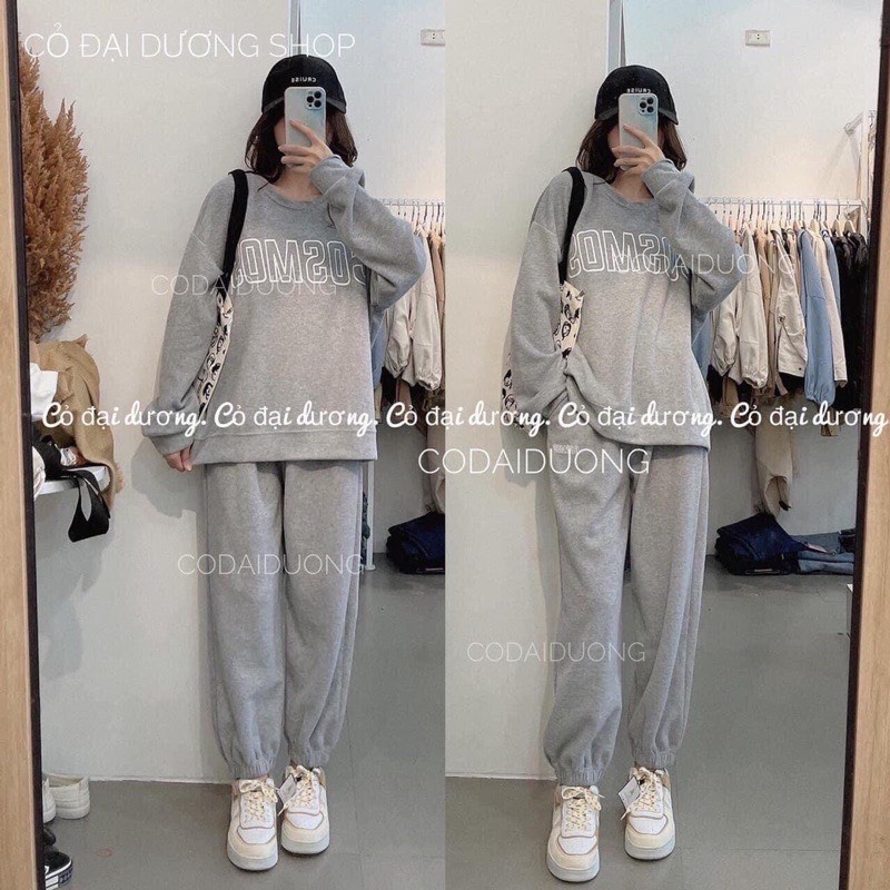 Set bộ đồ nỉ dài tay nam nữ form rộng unisex COSMOS 🌸Set đồ nữ dài tay hoodie Ulzzang 🌸 freeship 🌸 sale