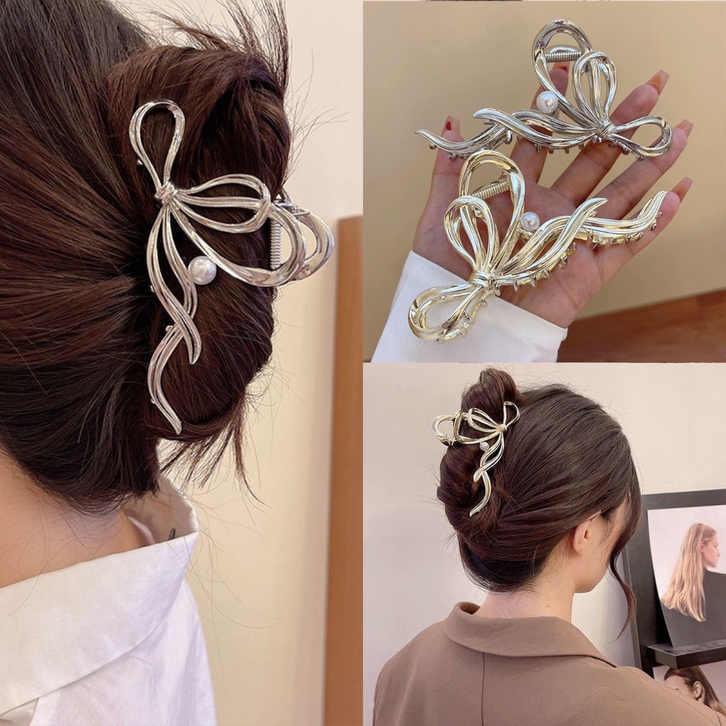 Kẹp Tóc Hợp Kim Màu Vàng / Bạc Phong Cách Hàn Quốc Thời Trang Mùa Hè Mới 2022
