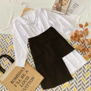 SET SƠMI FORM DÀI + CHÂN VÁY LỆCH TÀ