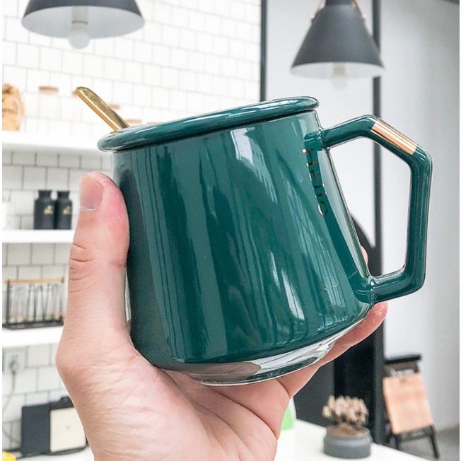 Ly Cốc Sứ Cafe 400ML Hiện Đại Hello Good- Ly Cốc Văn Phòng, Học Sinh, Quà Tặng Bạn Bè