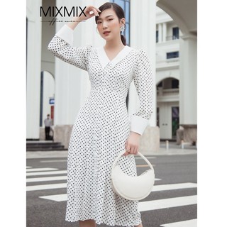 Đầm chấm bi trắng vintage 𝑳𝒊𝒍𝒊𝒂𝒏 - mixmix - hàng thiết kế