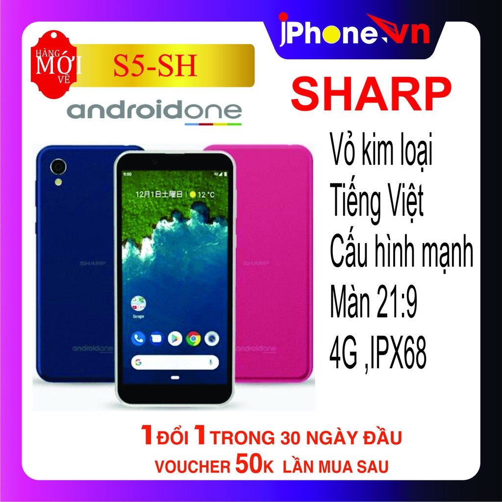 Điện thoại Sharp Android One S5 android 9,thiết kế nhôm nguyên khối ,tiếng việt