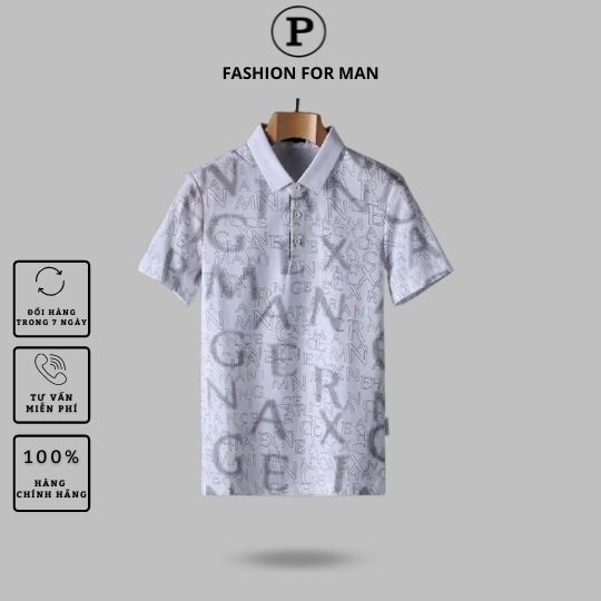 Áo polo nam P Man in chữ đơn giản, thuần nhất về màu sắc POLO_6651